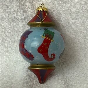 PIER 1 Ornament "STOCKINGS" 2007 Li Bien Hand Painted Glass Christmas